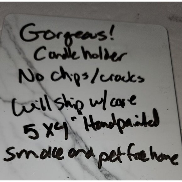 Vintage Hand-Painted Ruffled Edge Glass Vase With Gold Accents & Floral Design - Picture 13 of 13